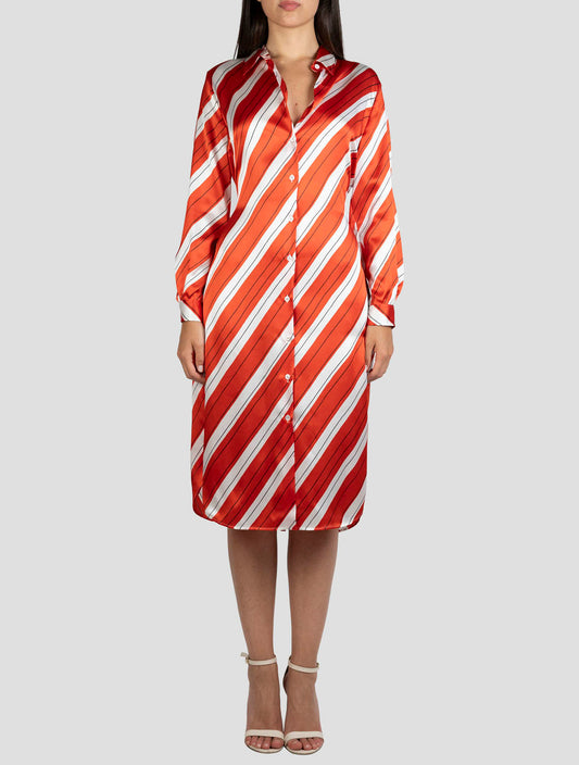 Kiton White Red Silk Dress
