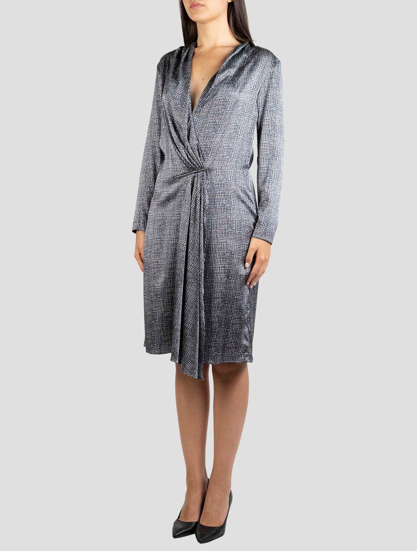 Kiton Gray Silk Dress
