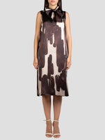 Kiton Brown Beige Silk Dress