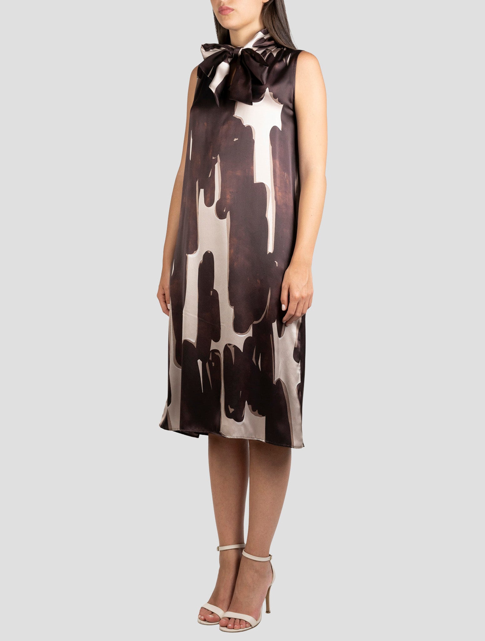 Kiton Brown Beige Silk Dress