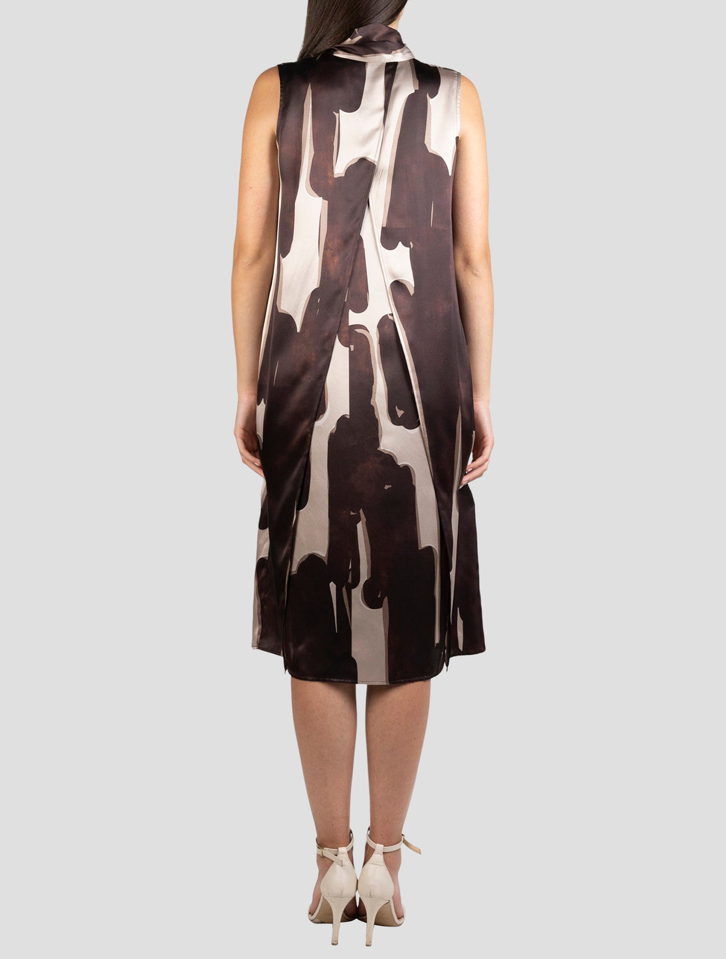 Kiton Brown Beige Silk Dress