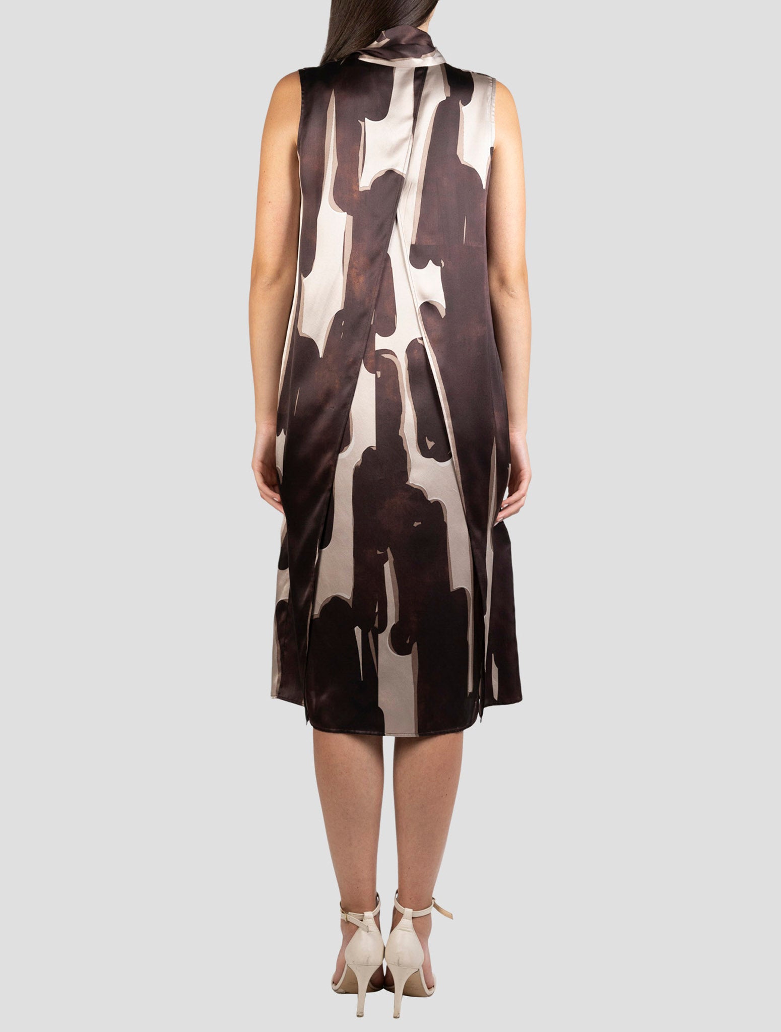 Kiton Brown Beige Silk Dress