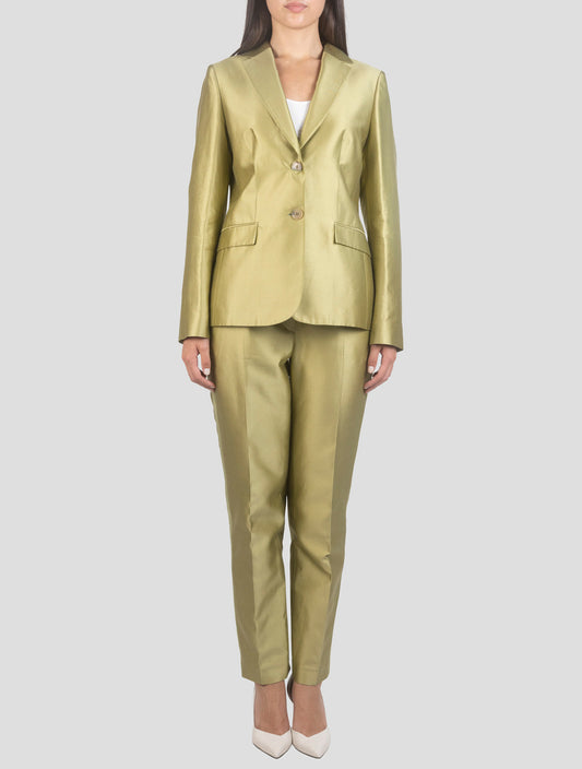 Kiton Green Cotton Silk Suit