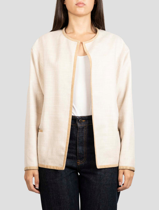 Kiton Beige Cashmere Virgin Wool Silk Linen Blazer