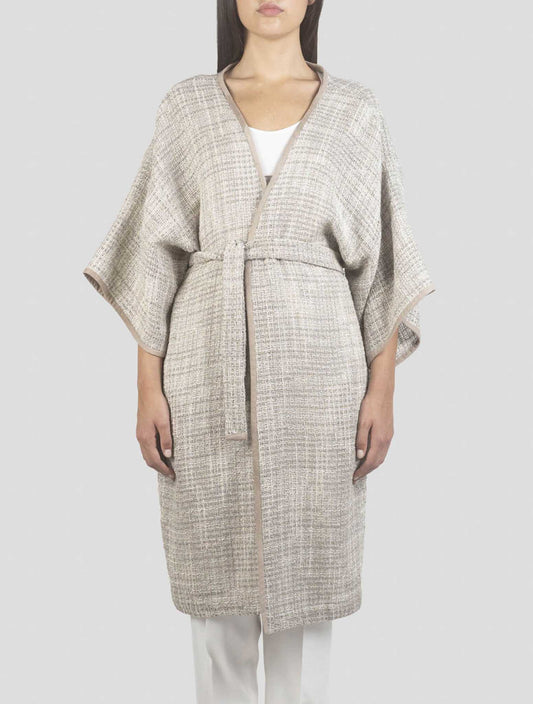 Kiton Beige Linen Cotton Viscose Pa Dress