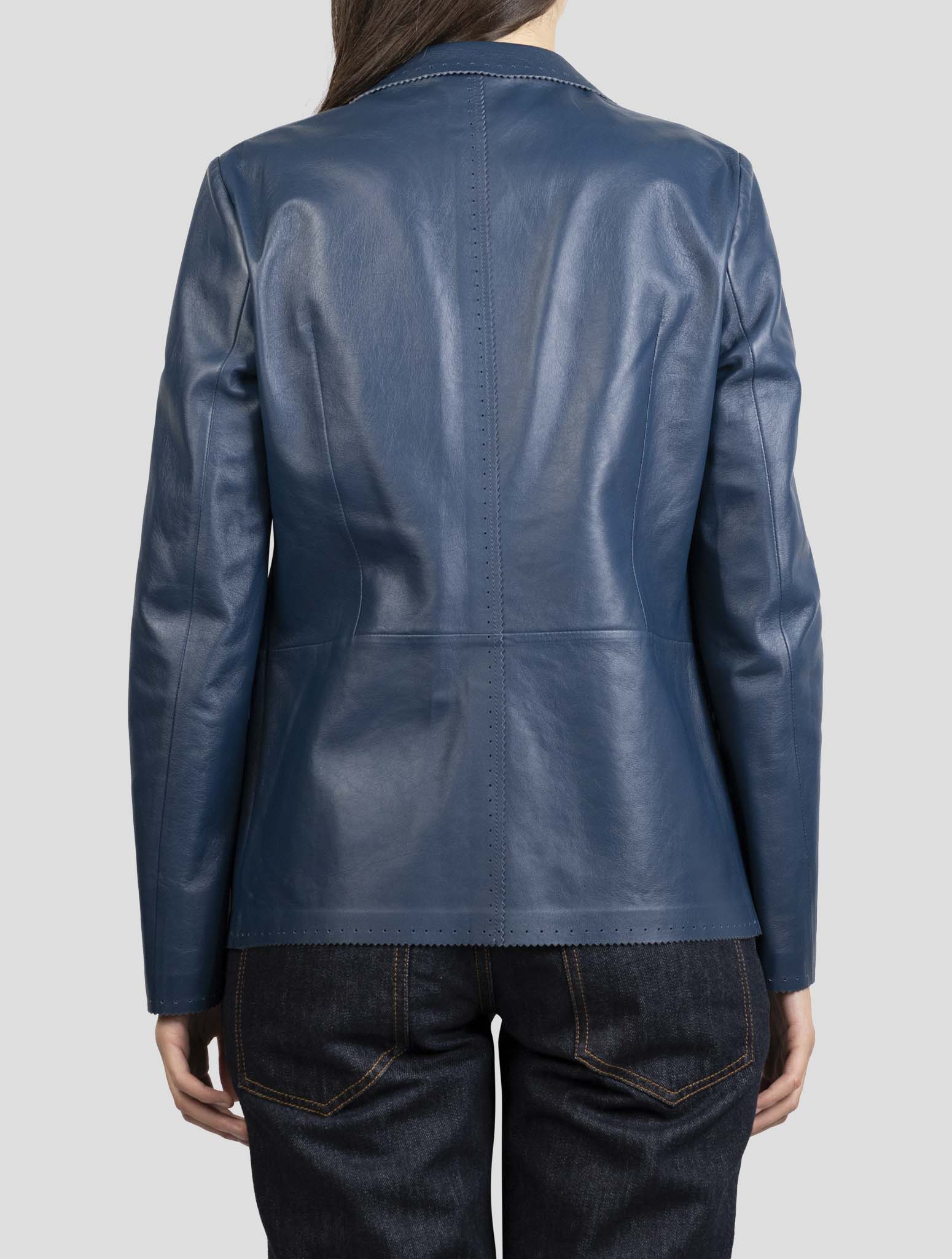 Kiton Blue Leather Blazer