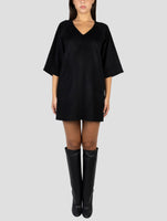 Kiton Black Cashmere Lyocell Dress