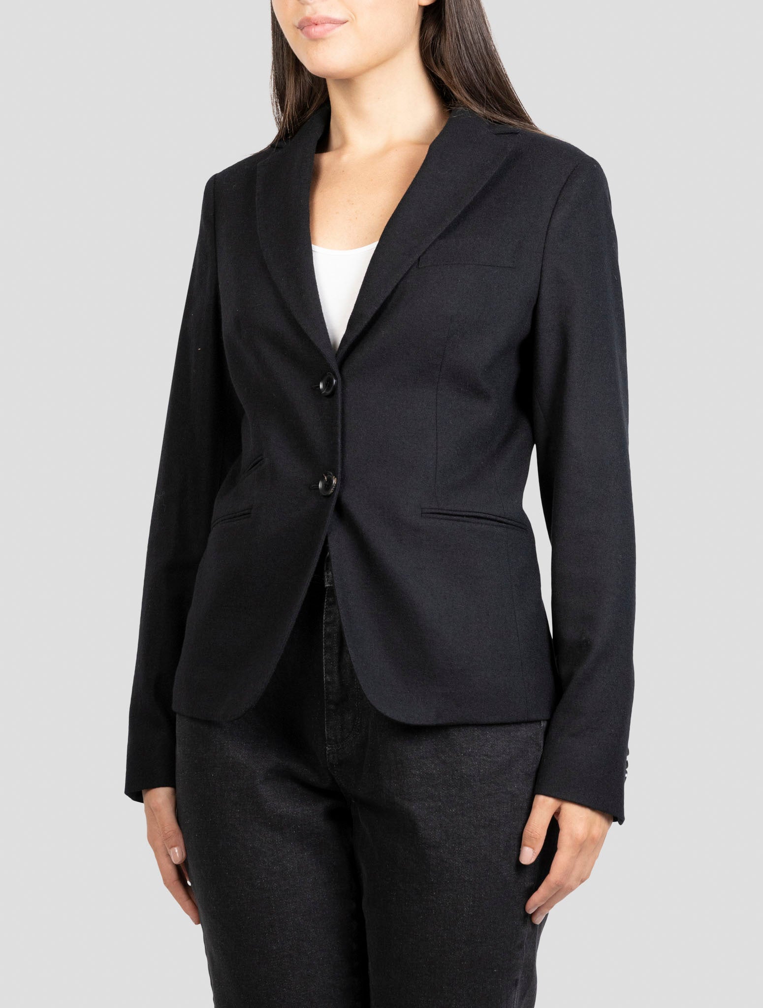 Kiton Black Virgin Wool Pa Ea Blazer