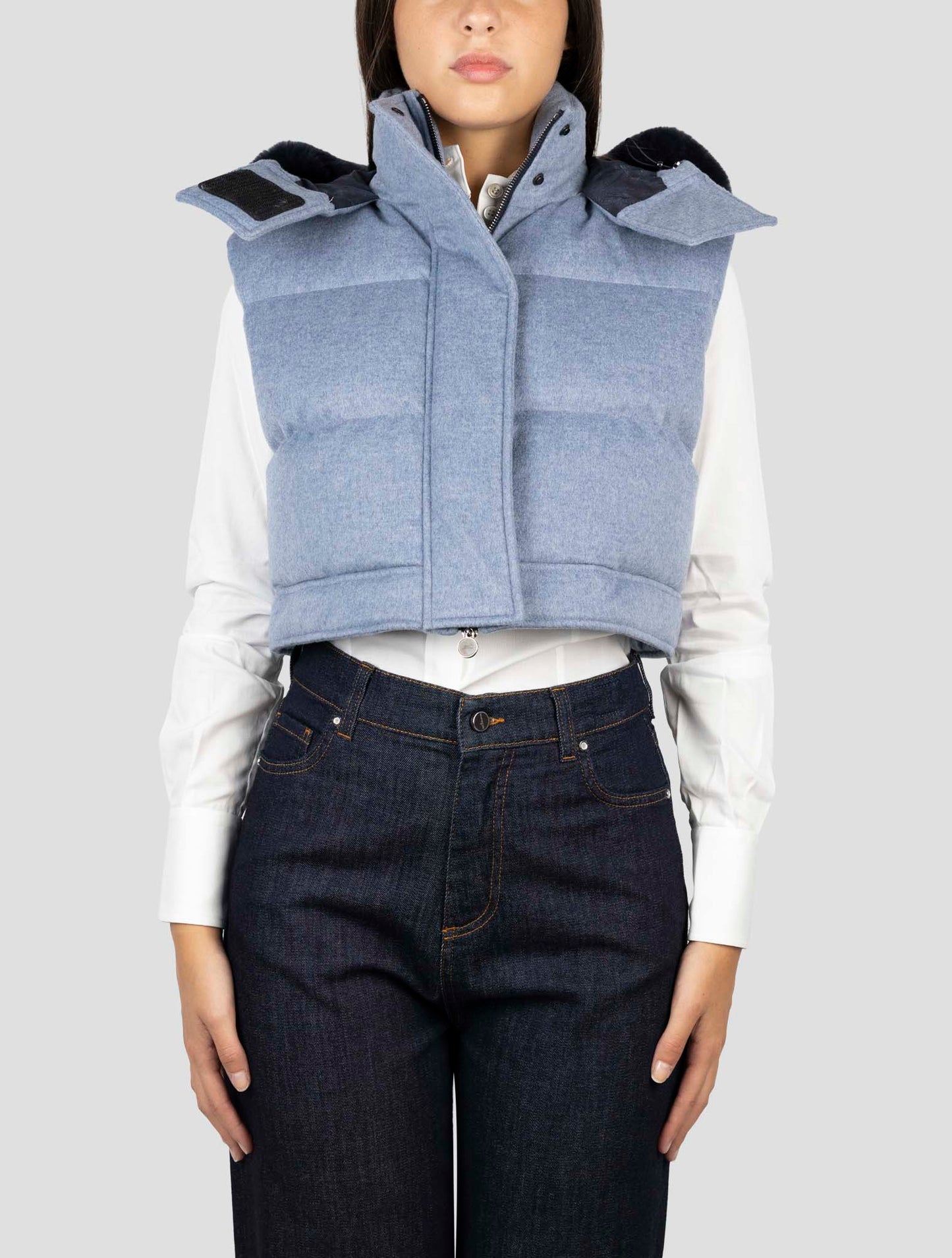 Kiton Light Blue Cashmere Coat Gilet