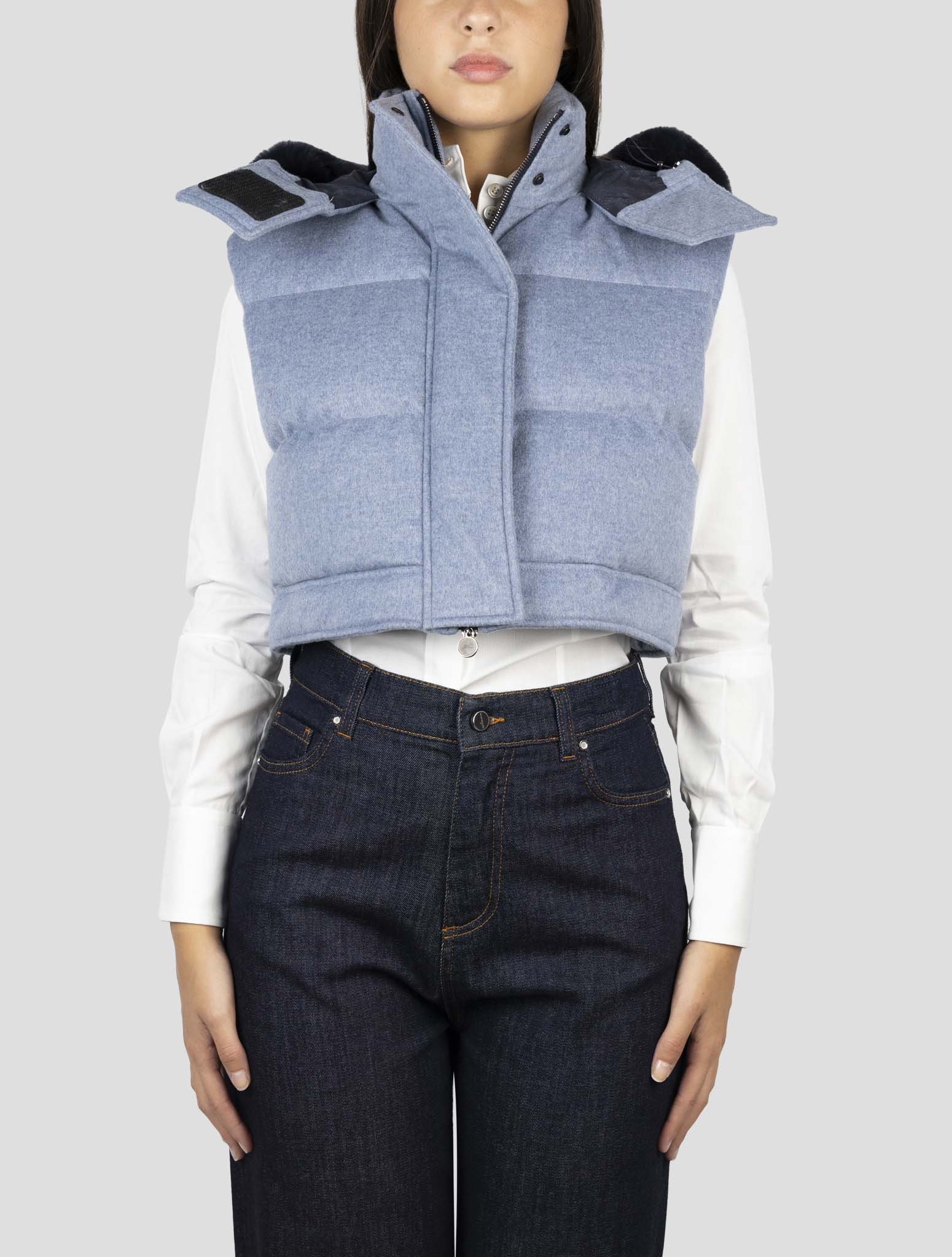 Kiton Light Blue Cashmere Coat Gilet