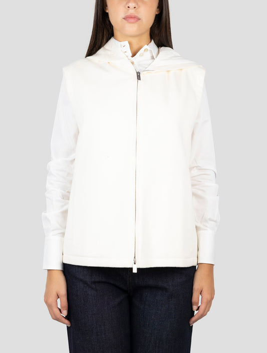 Kiton White Cashmere Coat Gilet