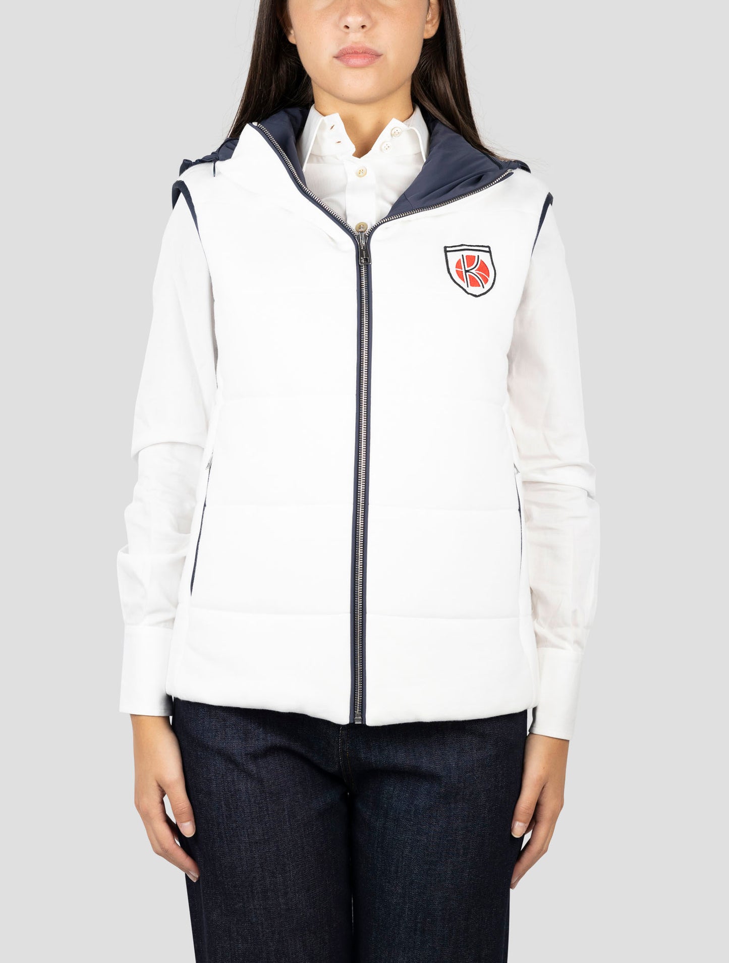 Kiton White Cotton Pl Reverse Coat Gilet