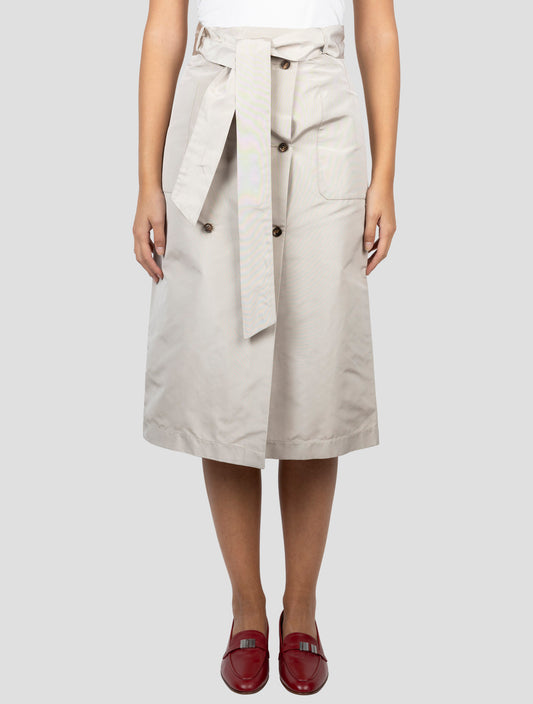 Kiton Beige Silk Skirt