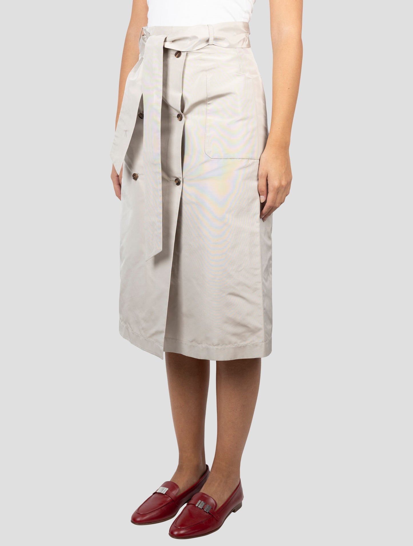 Kiton Beige Silk Skirt
