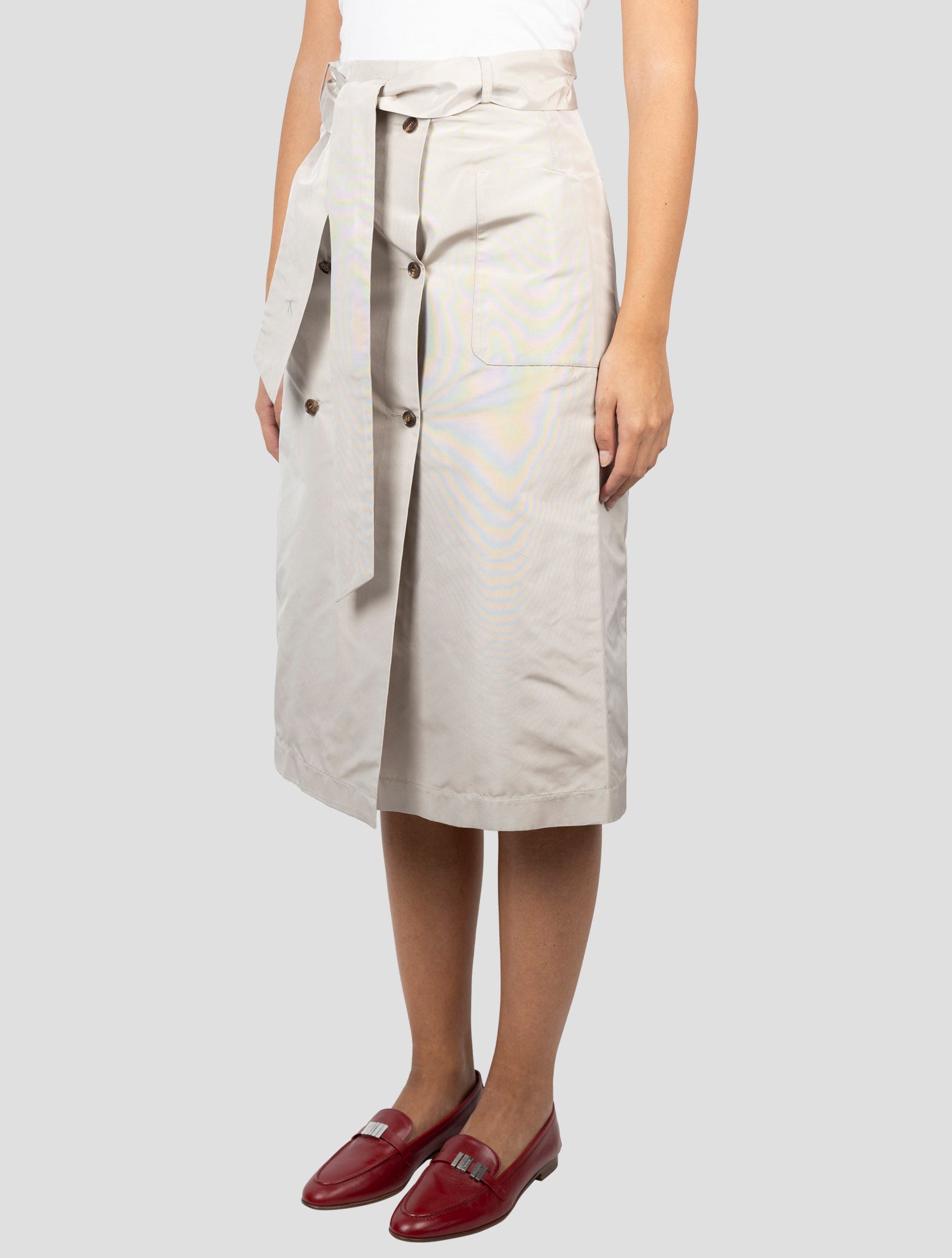 Kiton Beige Silk Skirt