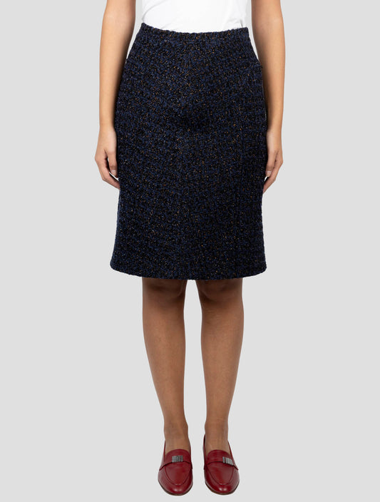 Kiton Blue Brown Pa Virgin Wool Silk Pl Skirt