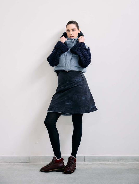 Kiton Gray Blue Cashmere Snow Skirt