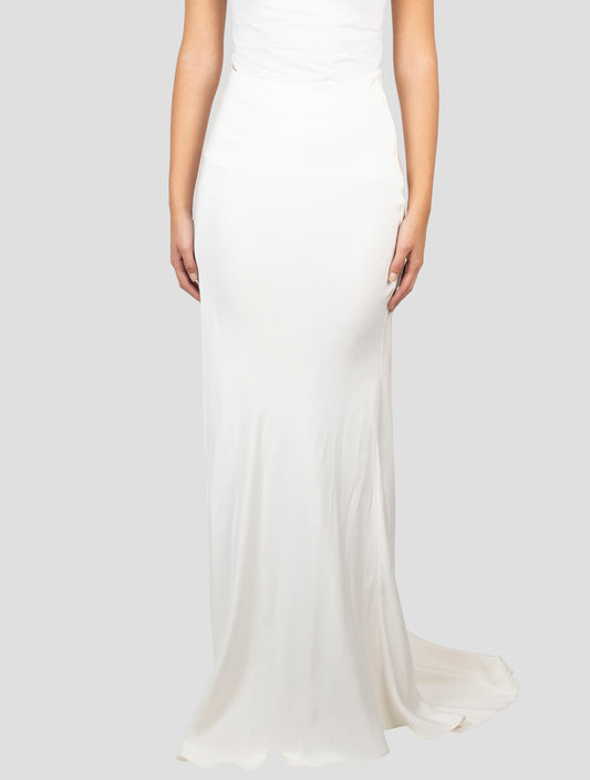 Kiton White Silk Skirt