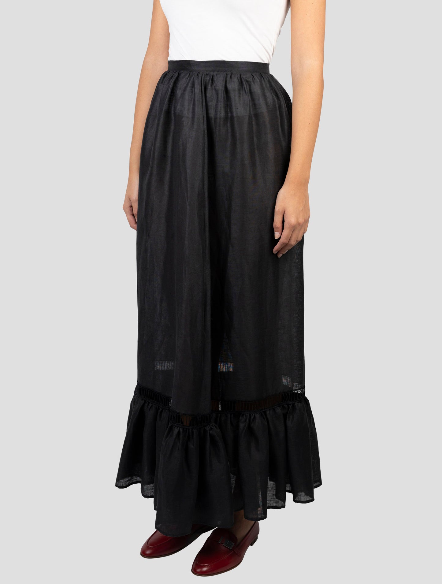 Kiton Black Linen Skirt