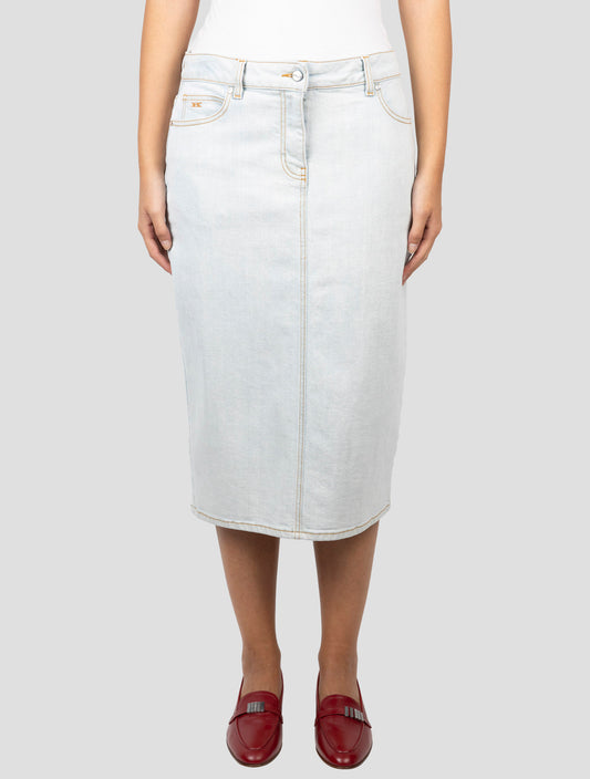 Kiton Light Blue Cotton Ea Skirt