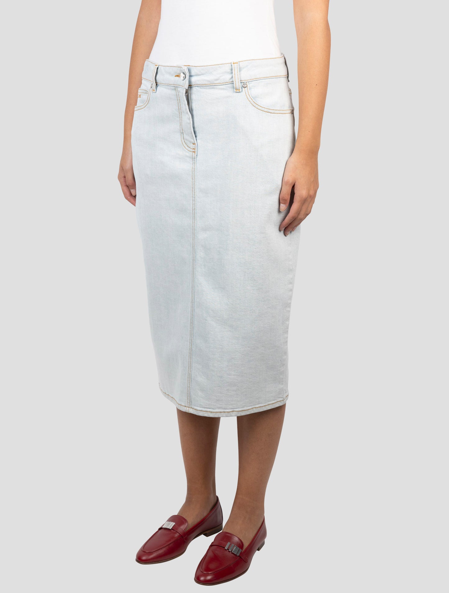 Kiton Light Blue Cotton Ea Skirt