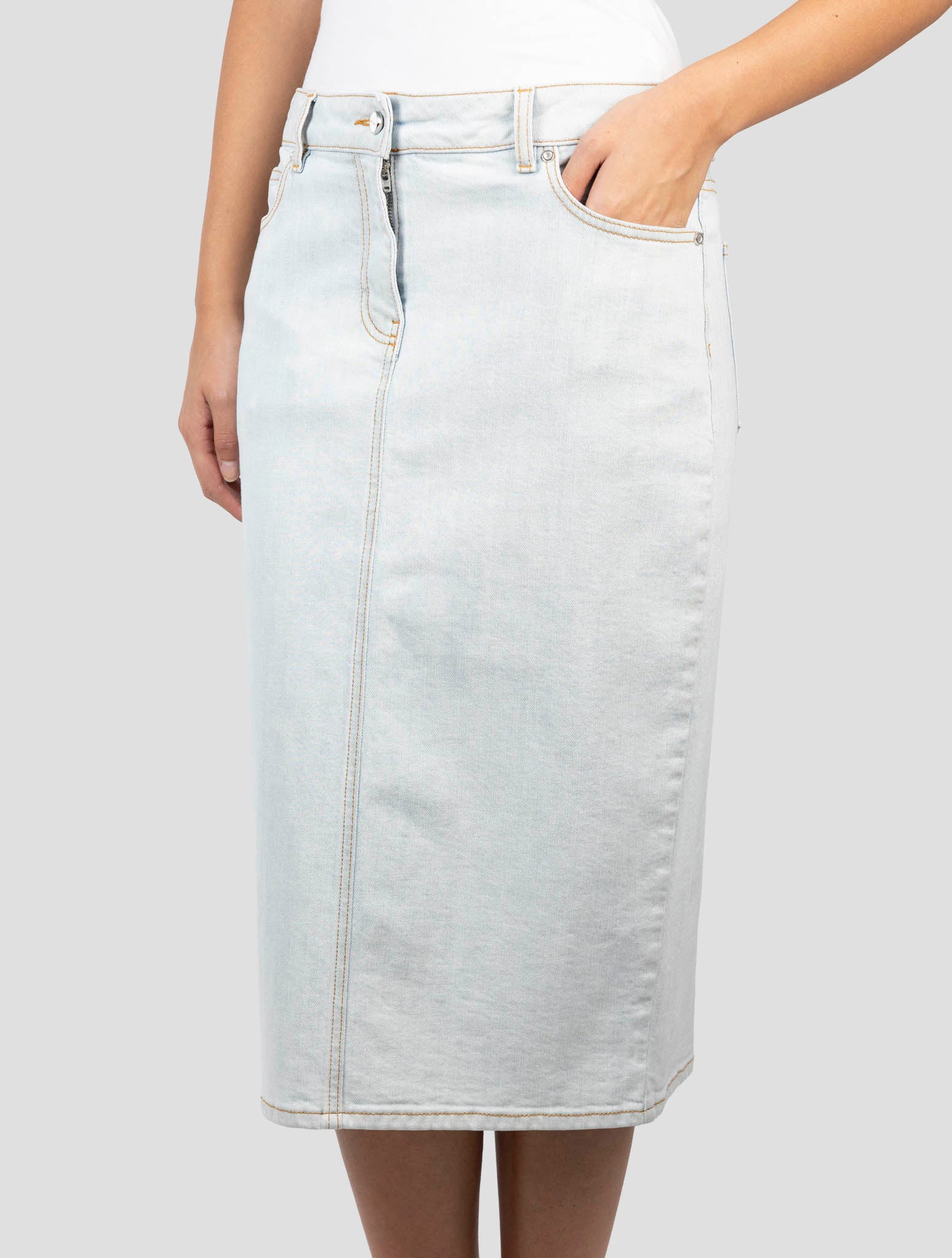 Kiton Light Blue Cotton Ea Skirt