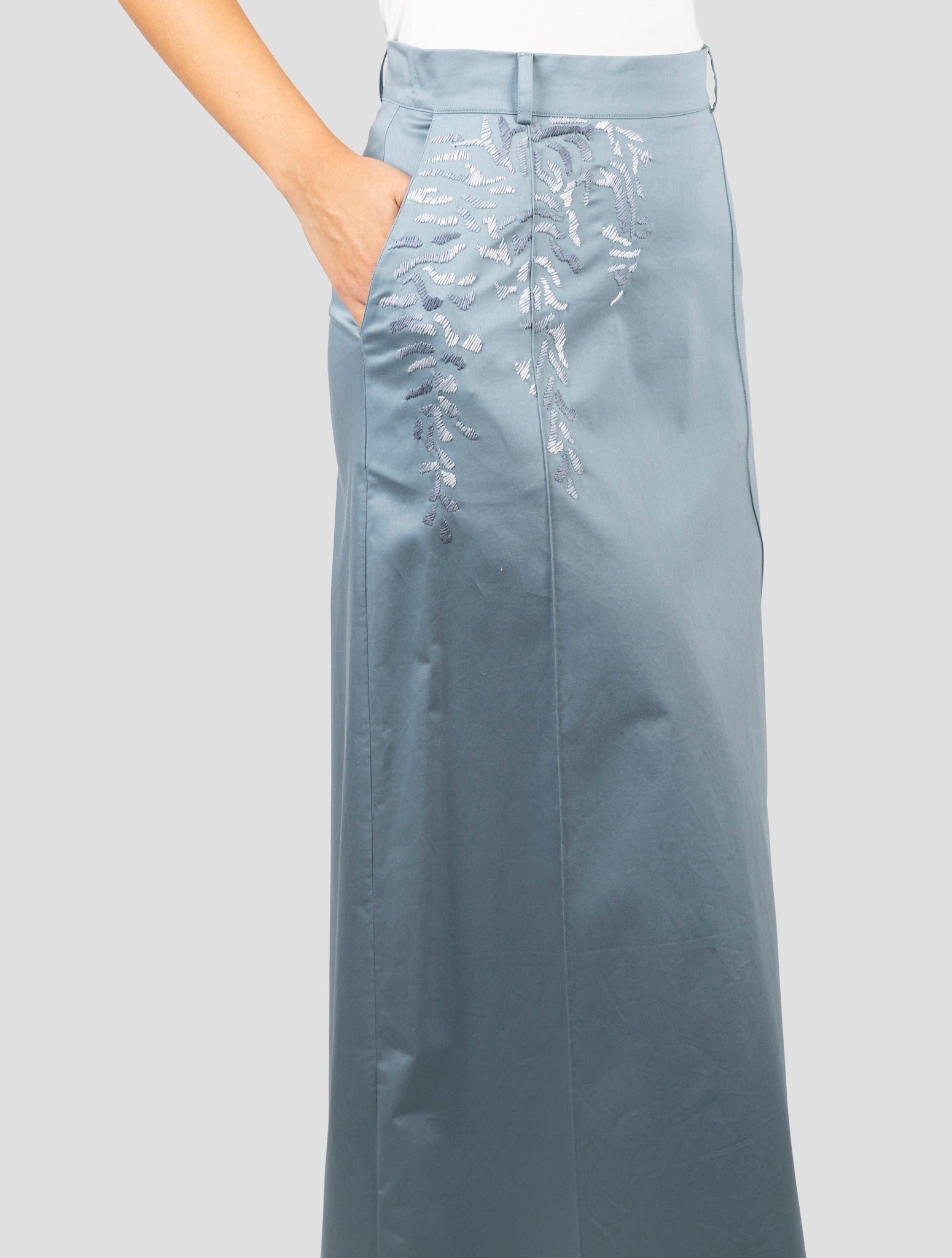 Kiton Light Blue Cotton Ea Skirt