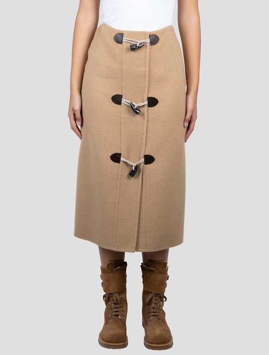 Kiton Brown Camel Wool Skirt