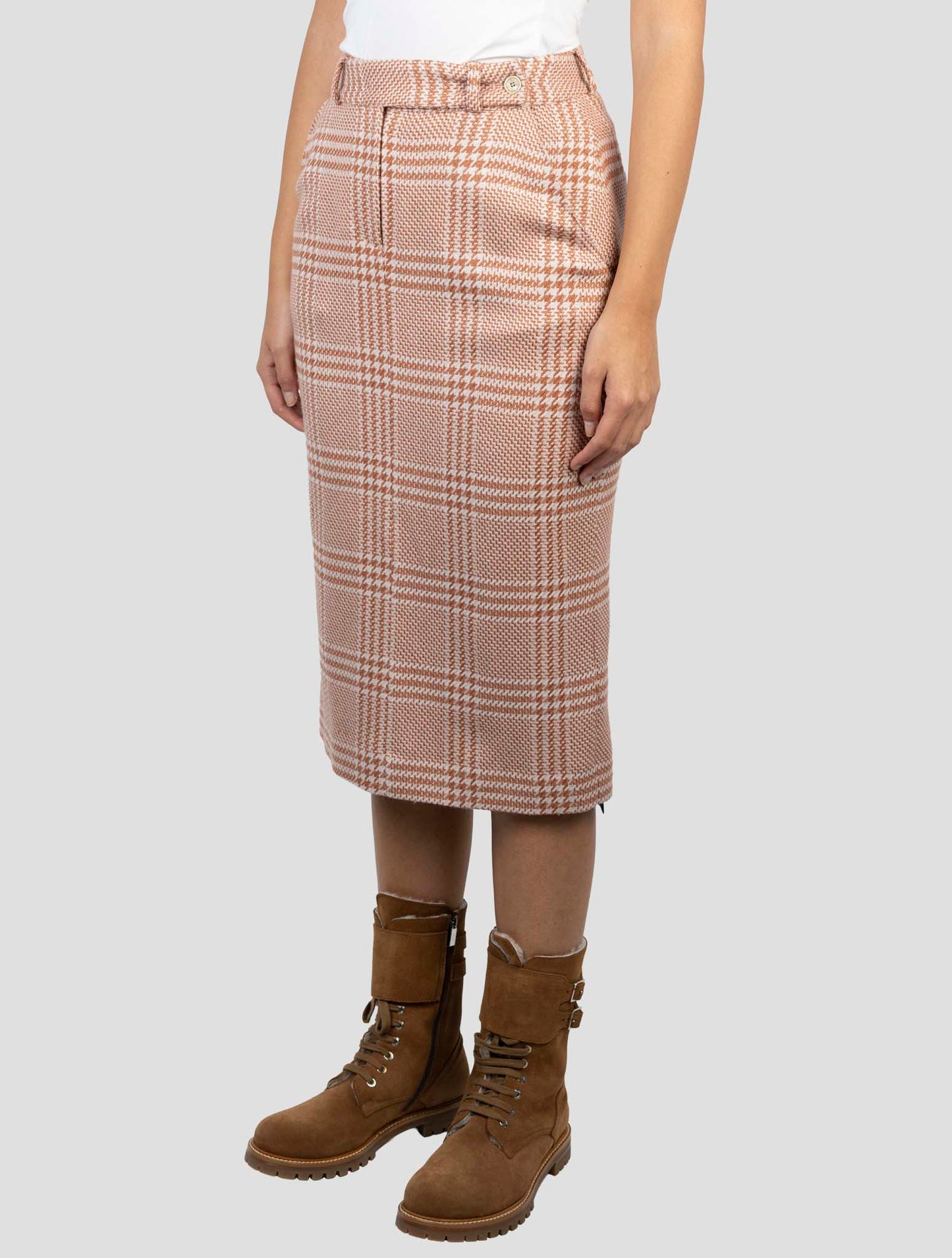 Kiton Brown Silk Cashmere Skirt