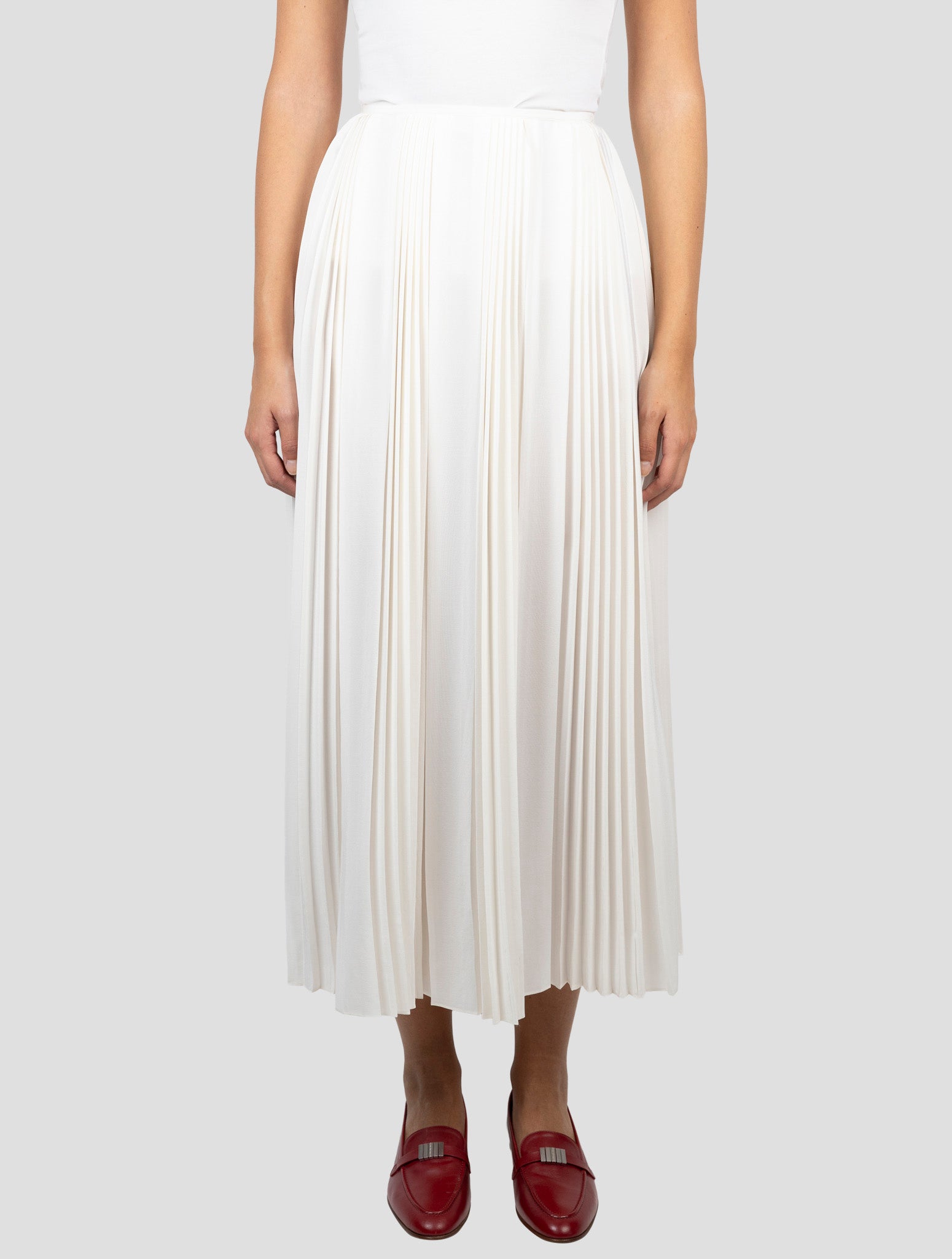 Kiton White Silk Skirt