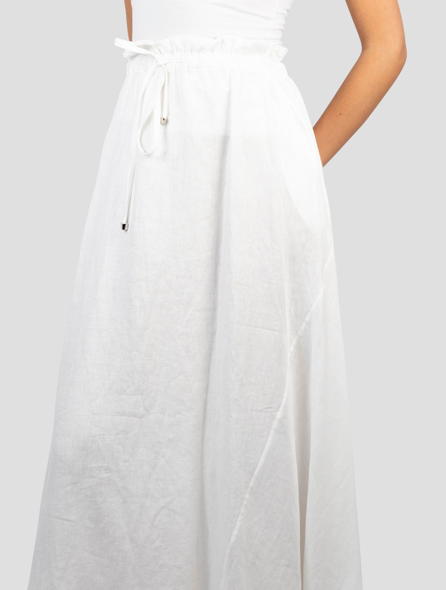 Kiton White Linen Skirt