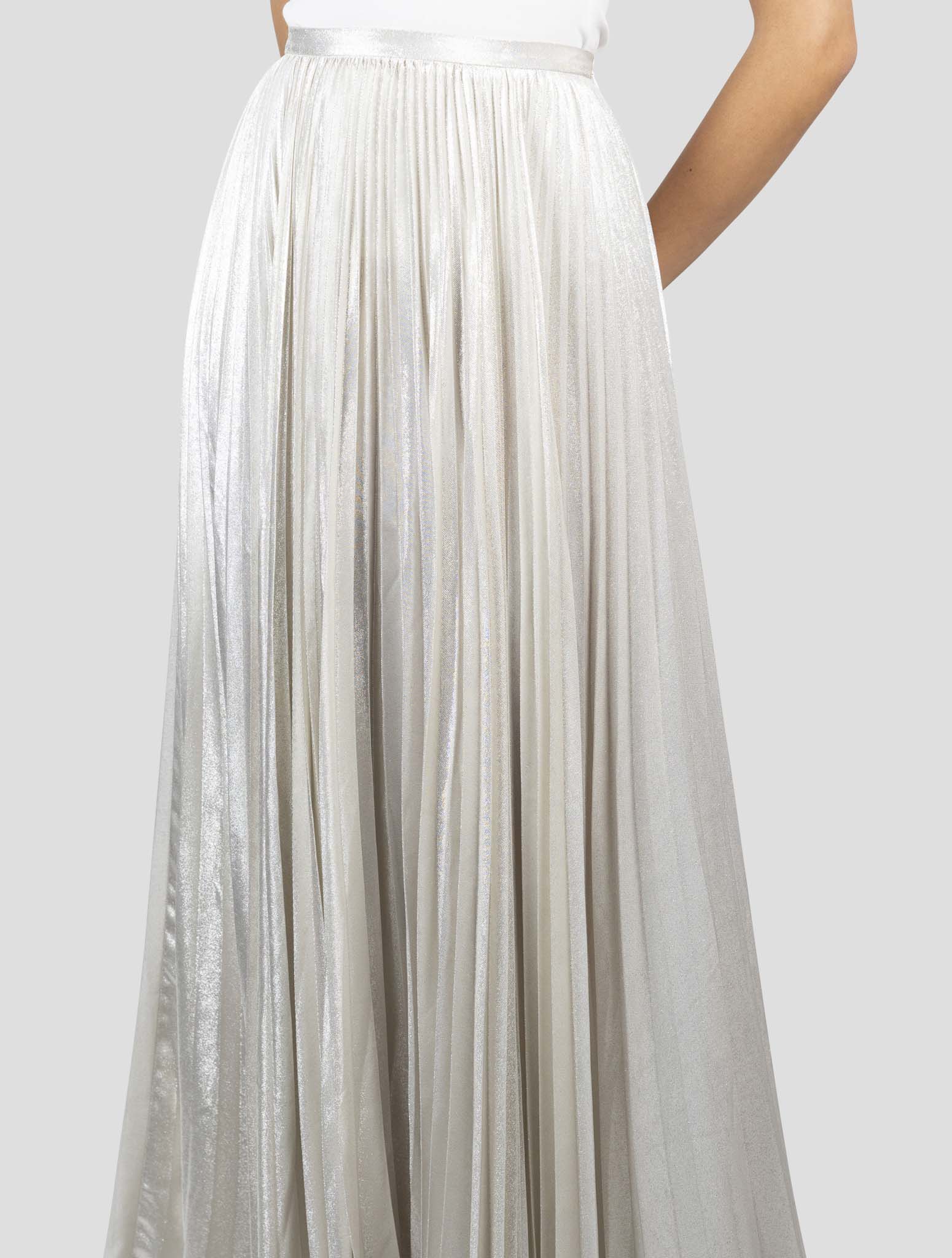 Kiton Silver Silk Pl Skirt