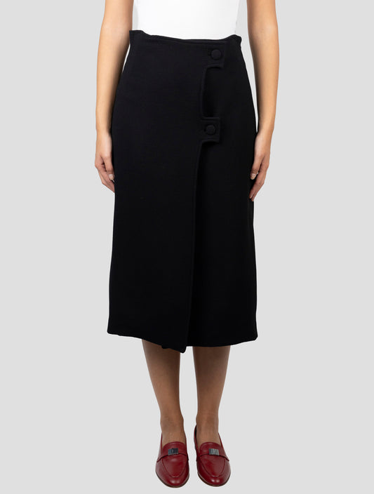Kiton Black Wool Skirt