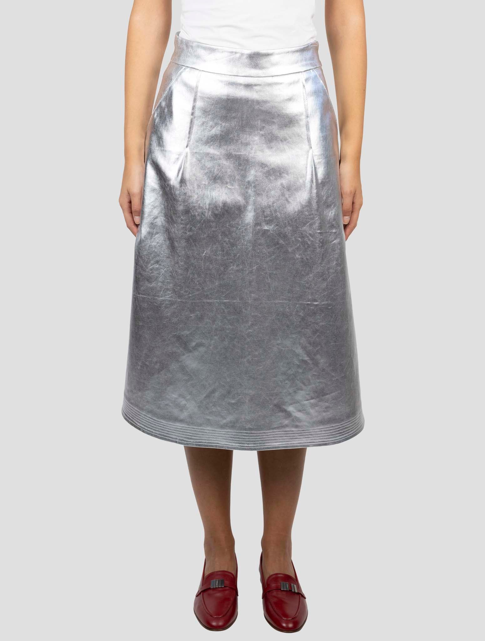 Kiton Silver Cotton Pu Ea Skirt
