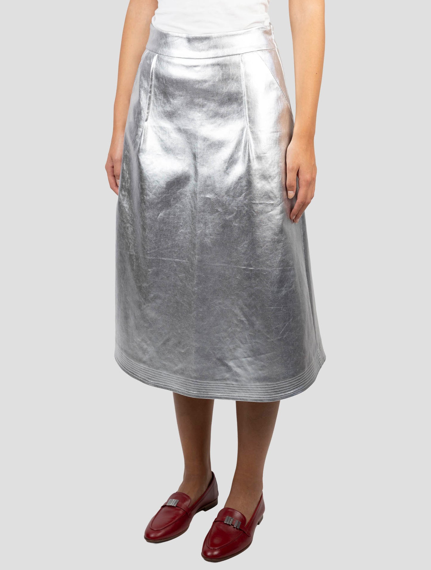 Kiton Silver Cotton Pu Ea Skirt