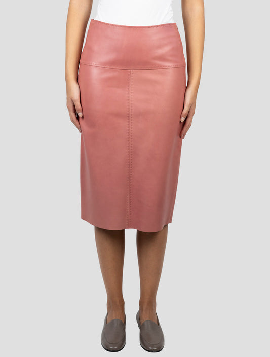Kiton Pink Leather Skirt