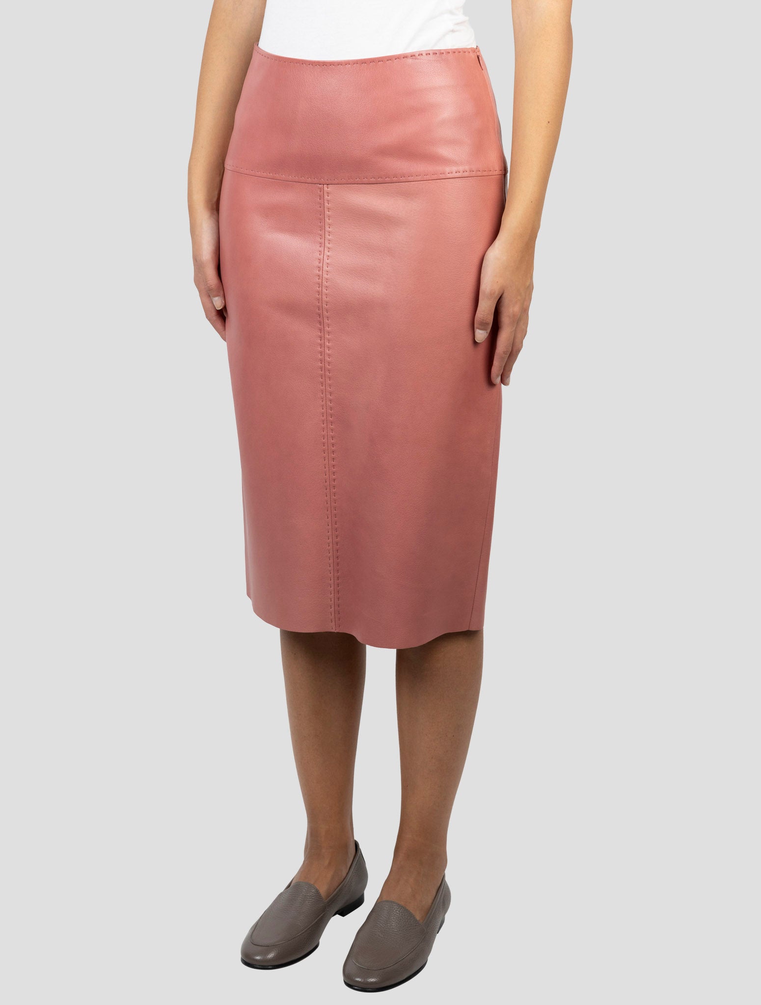 Kiton Pink Leather Skirt