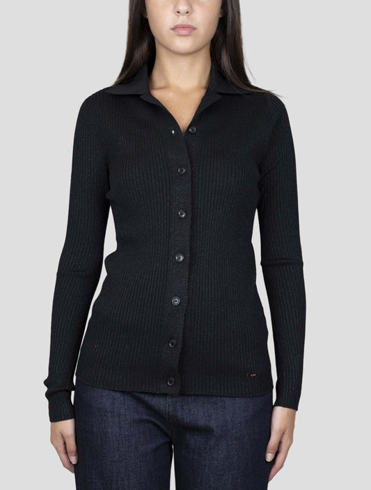 Kiton Black Wool Viscose Pl Shirt