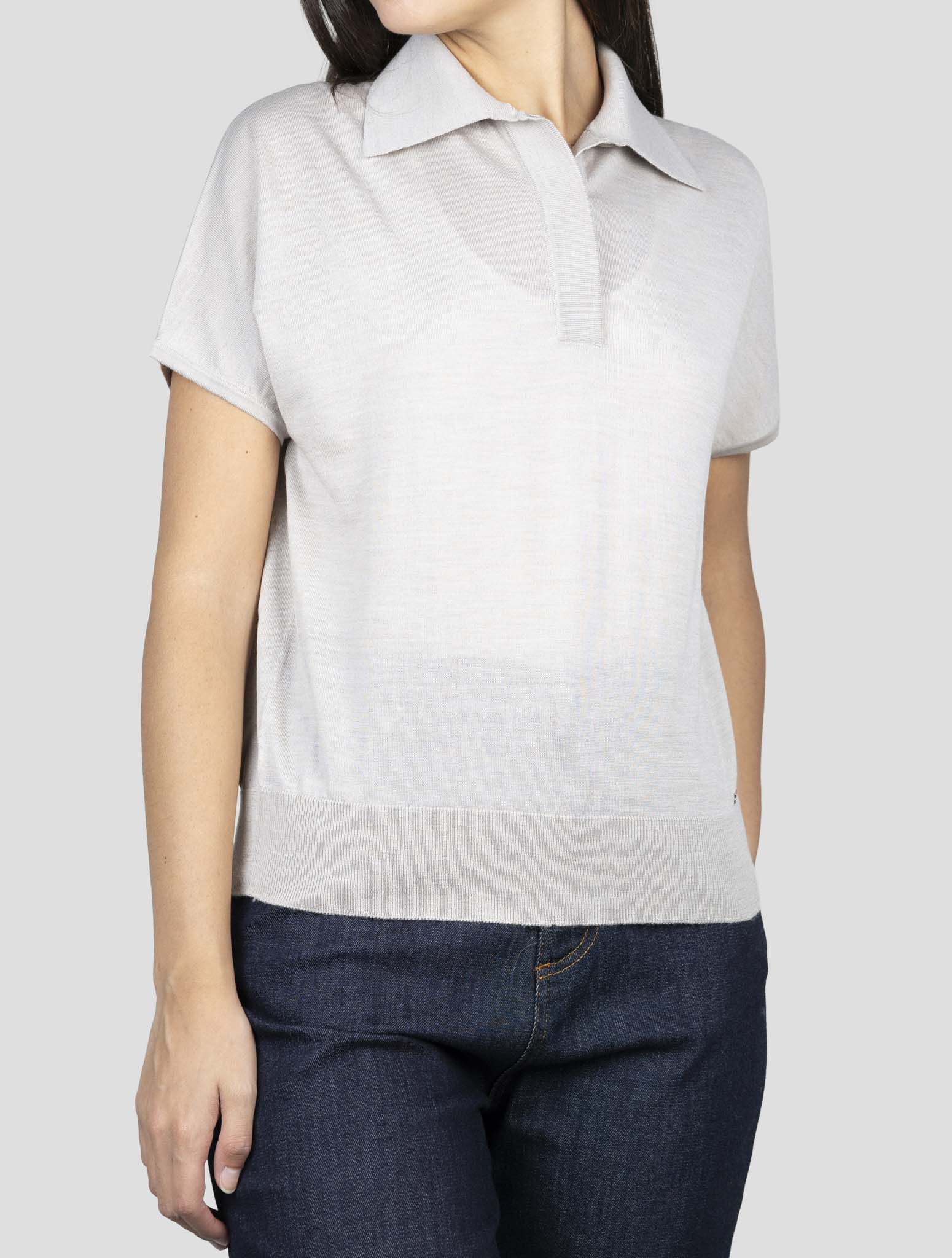 Kiton Gray Wool Polo