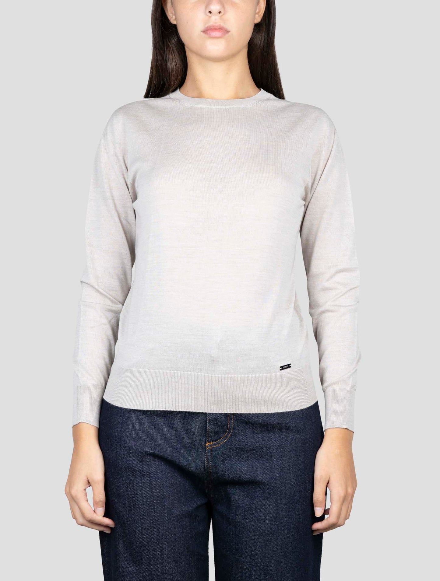 Kiton Taupe Wool Sweater Crewneck