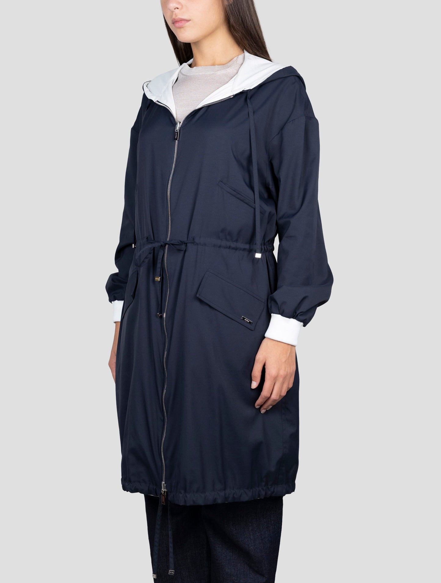 Kiton Blue Pa Reverse Overcoat