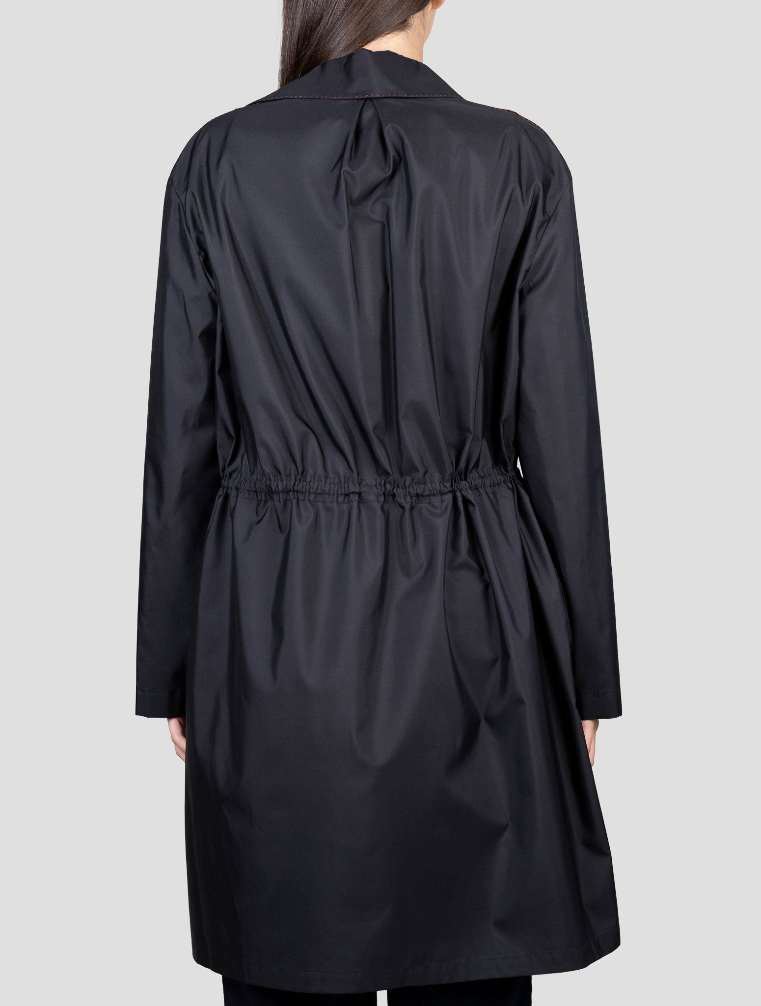 Kiton Black Silk Overcoat