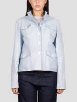 Kiton Light Blue Leather Coat