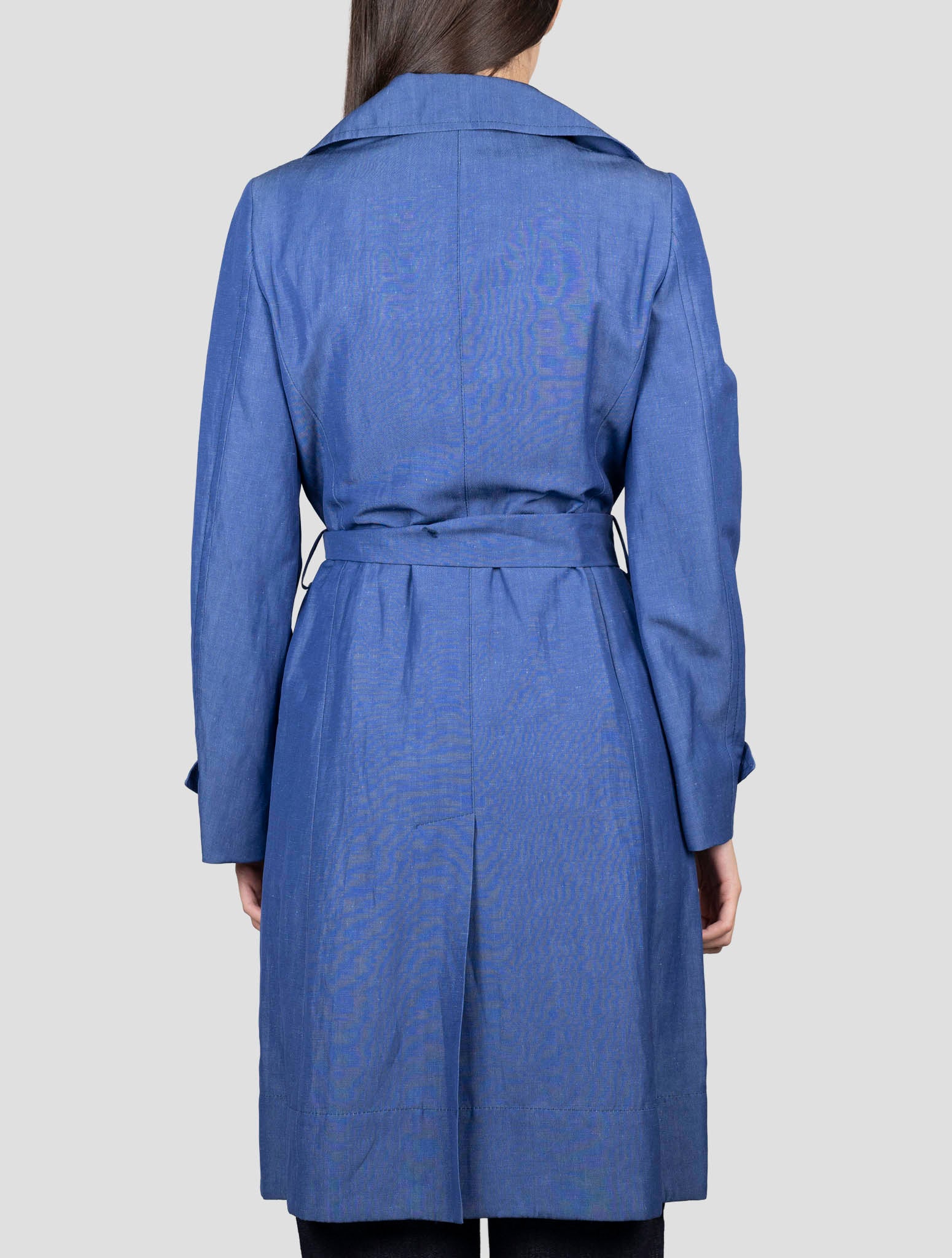 Kiton Blue Linen Wool Mohair Overcoat