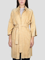 Kiton Brown Leather Suede Overcoat