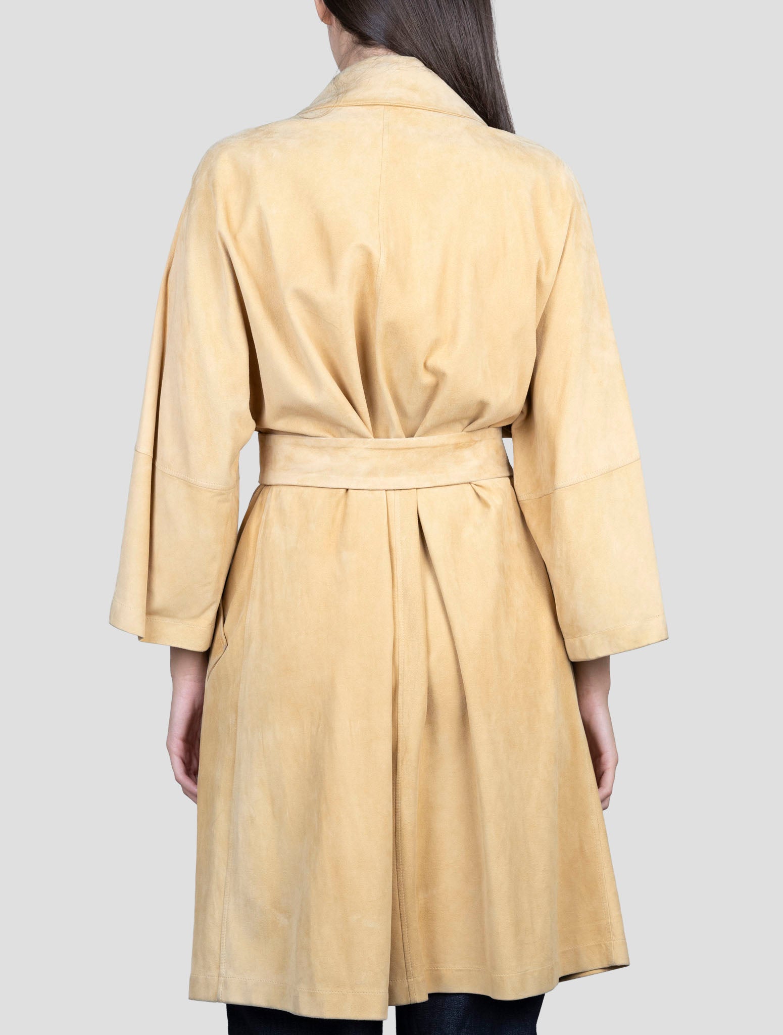 Kiton Brown Leather Suede Overcoat