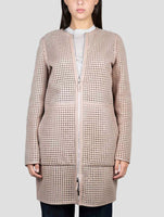 Kiton Beige Leather Sheepskin Reverse Overcoat