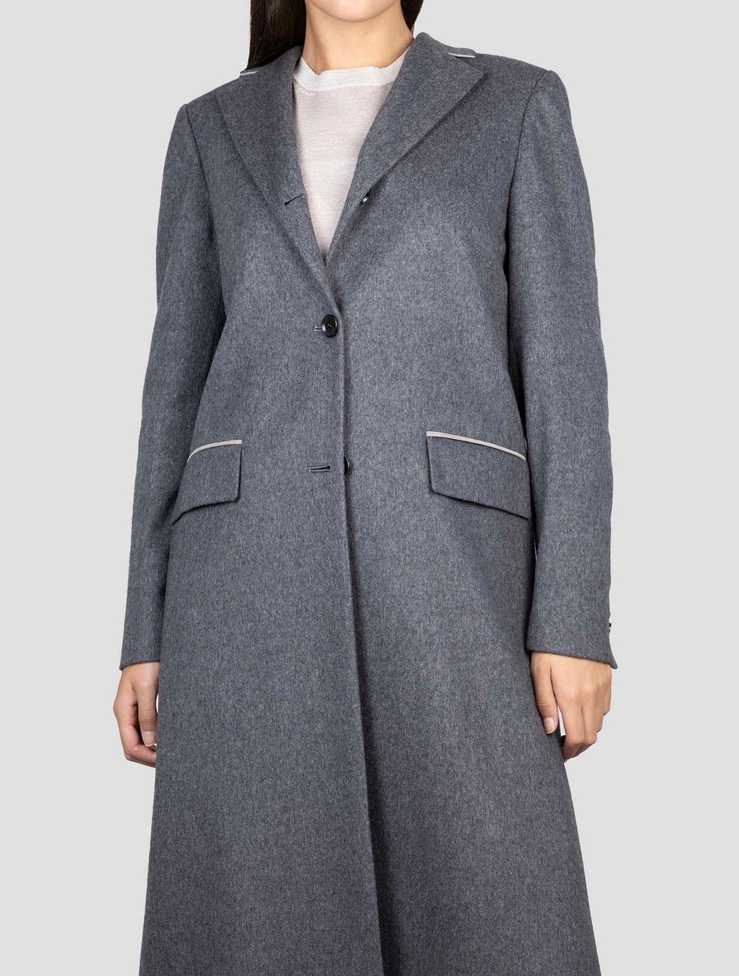 Kiton Gray Cashmere Overcoat