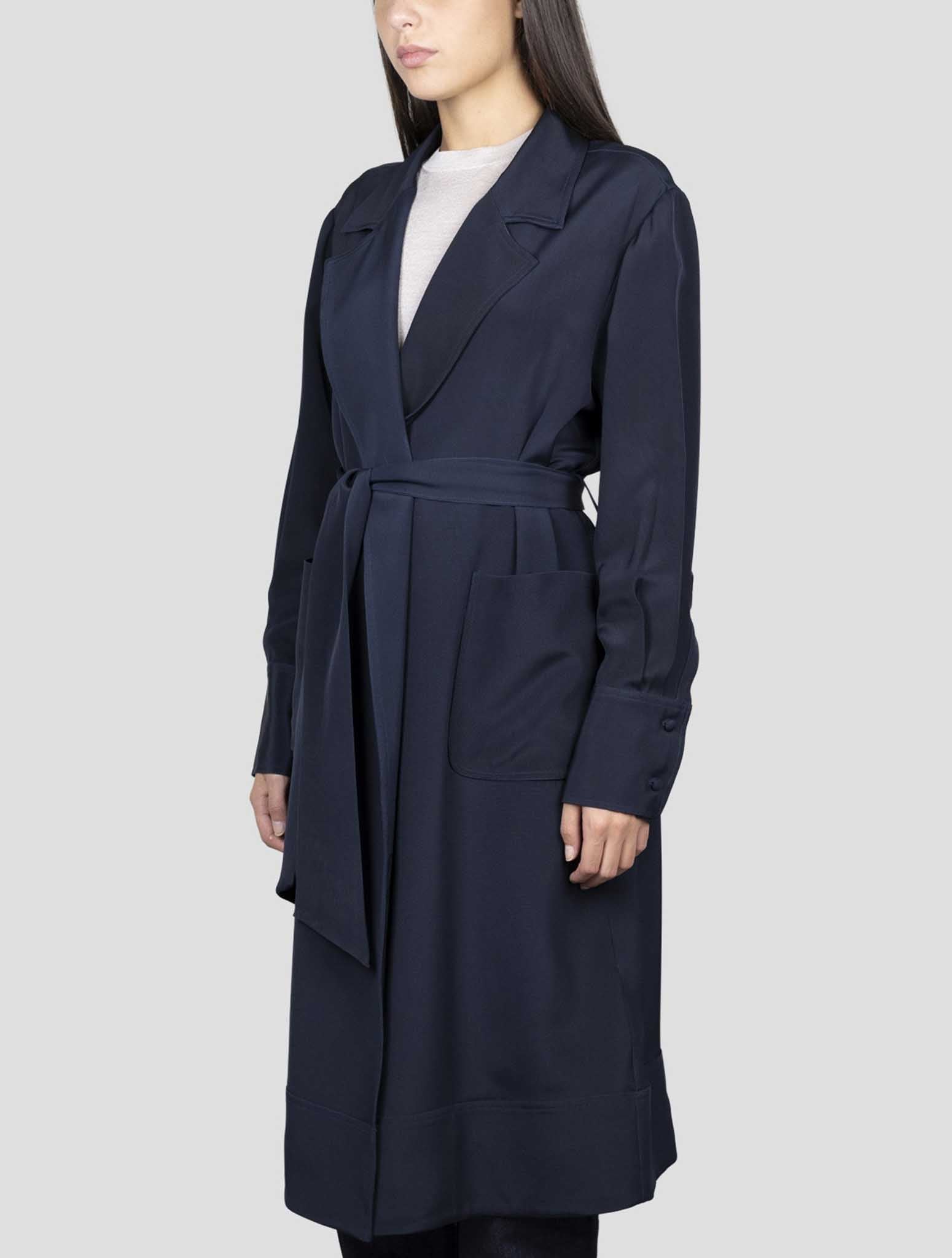 Kiton Blue Silk Overcoat