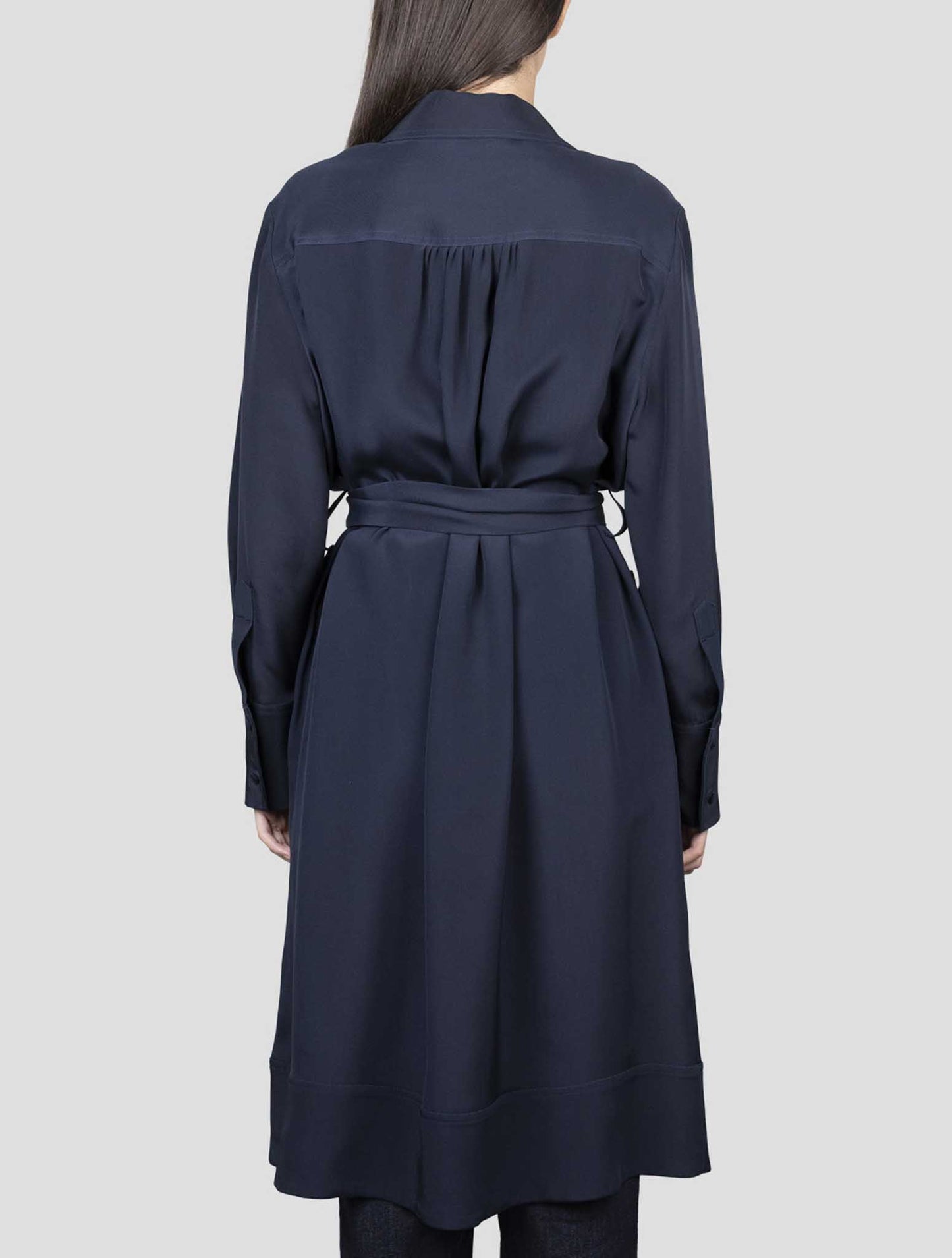 Kiton Blue Silk Overcoat